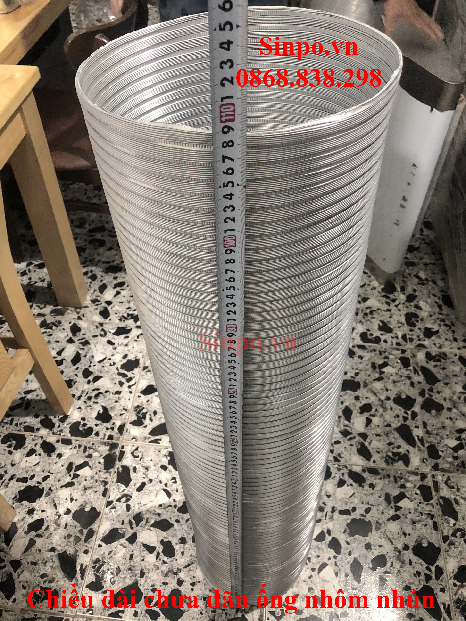 Chiều dài khi chưa dãn ống nhôm nhún D250 mm