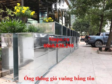 Ống thông gió - hút mùi hình vuông bằng tôn hoa mạ kẽm giá rẻ tại Hà Nội