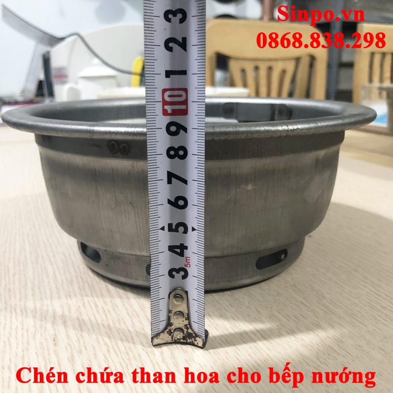 Chậu đựng than inox cho bếp nướng than hoa âm bàn nhà hàng Chén chứa than hoa cho bếp nướng