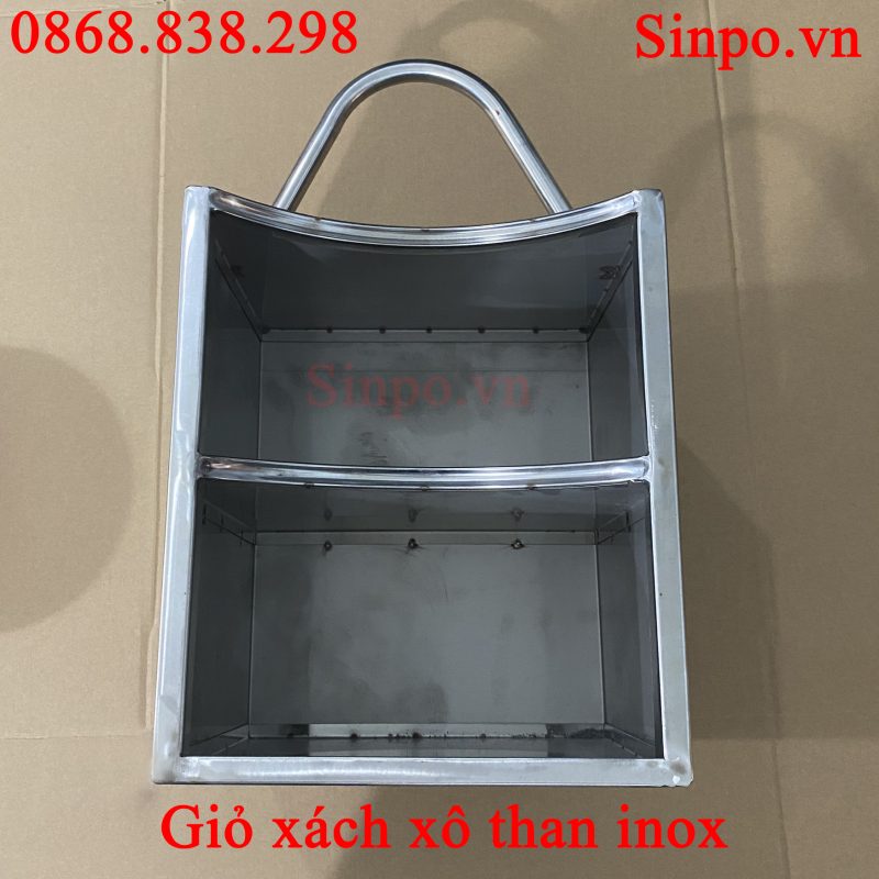 Hộp xách xô than inox cho nhà hàng, quán ăn nướng BBQ Giỏ xách xô than inox