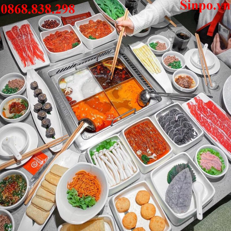 Bếp lẩu 4 ngăn âm bàn haidilao