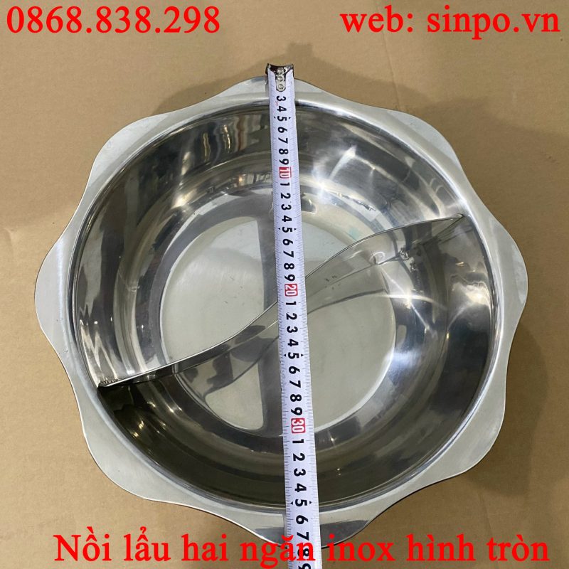 Nồi lẩu hai ngăn inox hình tròn