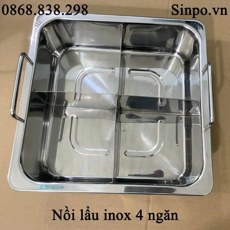 Nồi lẩu inox 4 ngăn
