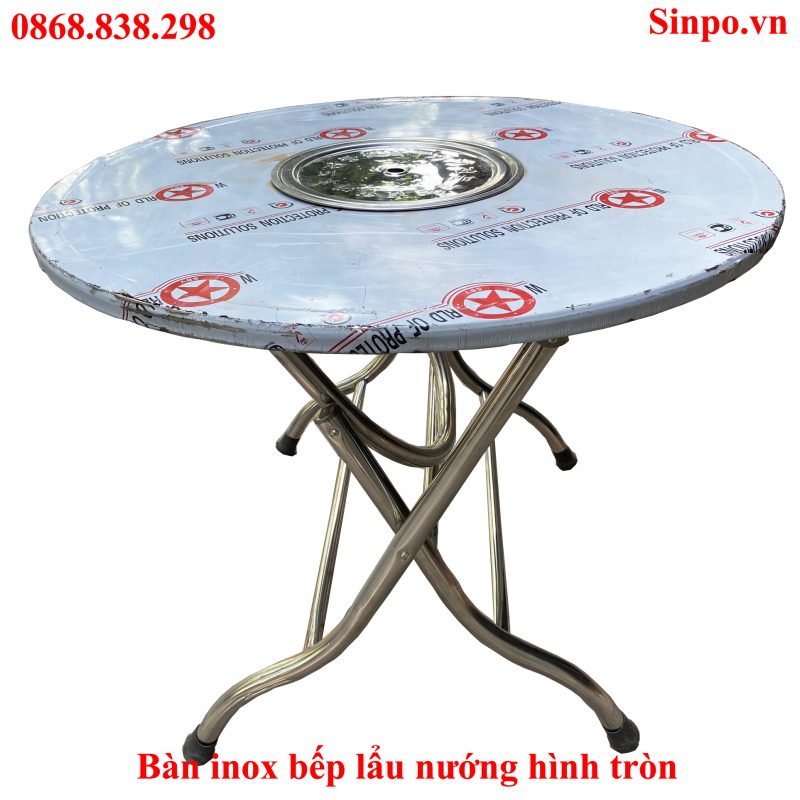Bàn inox bếp lẩu nướng hình tròn