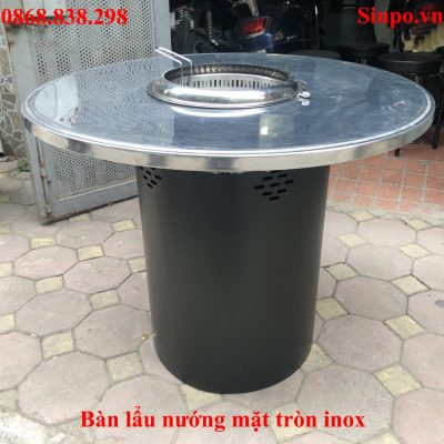 Bàn lẩu nướng mặt tròn inox