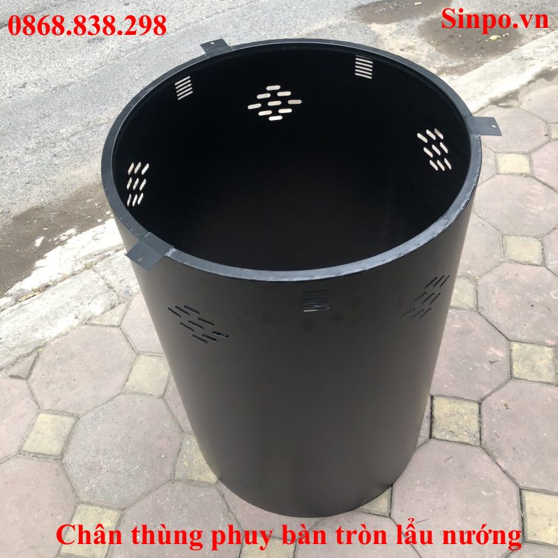 Bàn lẩu nướng thùng phuy dành cho nhà hàng, quán ăn Chân bàn thùng phi bàn tròn lẩu nướng