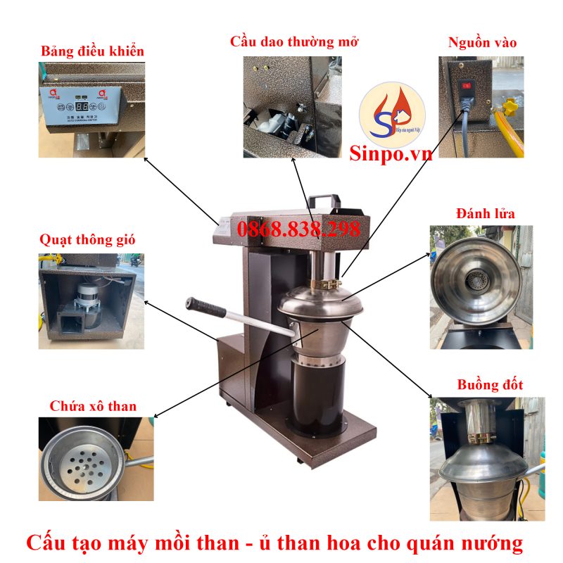 Cấu tạo máy mồi than, đốt than, khò than