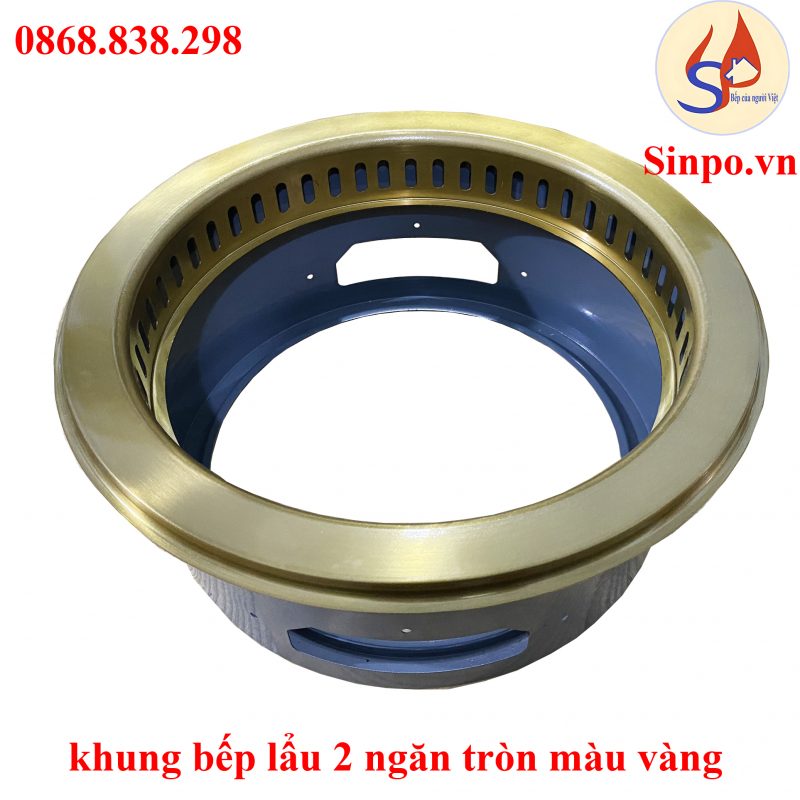 Bộ bếp lẩu 2 ngăn âm bàn tròn dành cho nhà hàng, quán ăn Bộ bếp lẩu 2 ngăn âm bàn tròn