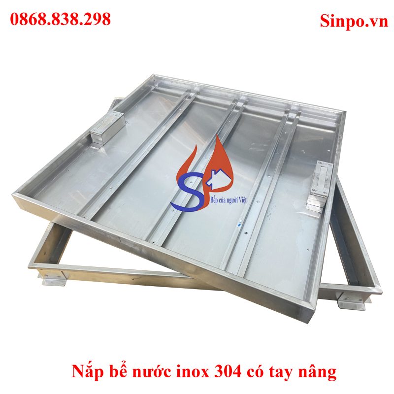 Nắp bể nước ngầm 60x60 cm inox 304 có tay nâng