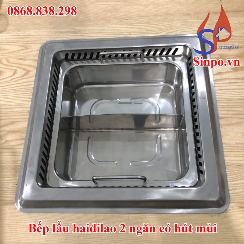 Bếp lẩu Haidilao 2 ngăn có hút mùi