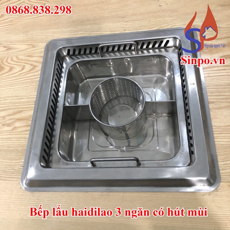 Bếp lẩu Haidilao 3 ngăn có hút mùi