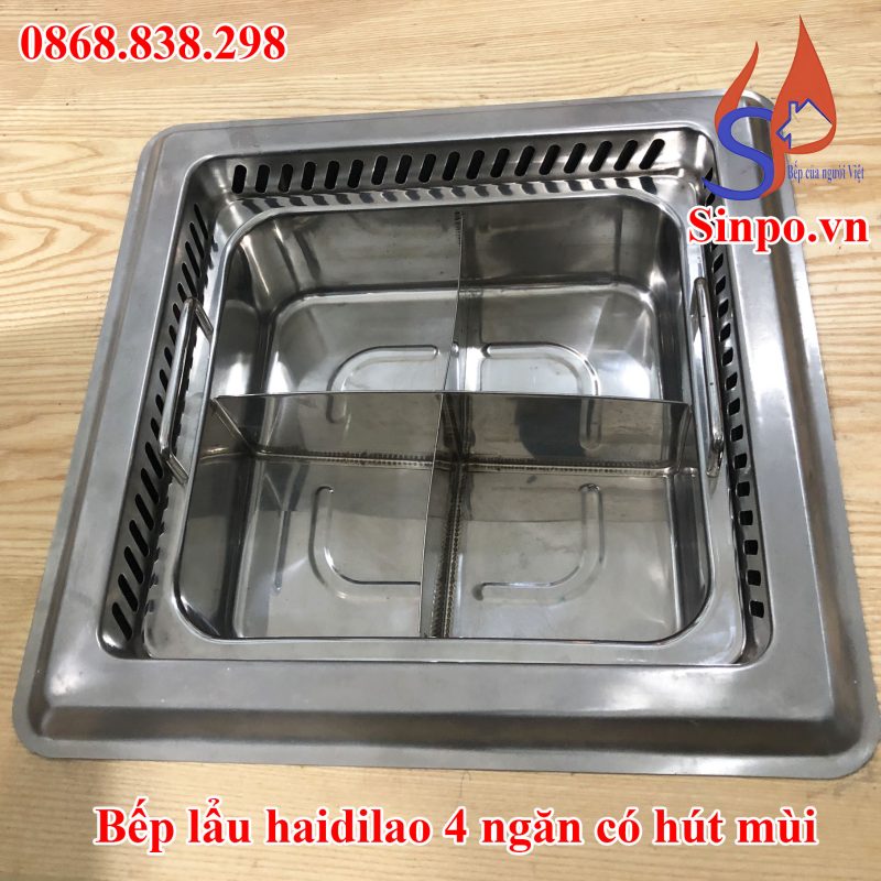 Bếp lẩu Haidilao 4 ngăn có hút mùi