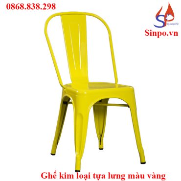 Ghế kim loại tựa lưng màu vàng