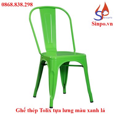 ghế thép tolix tựa lưng màu xanh lá