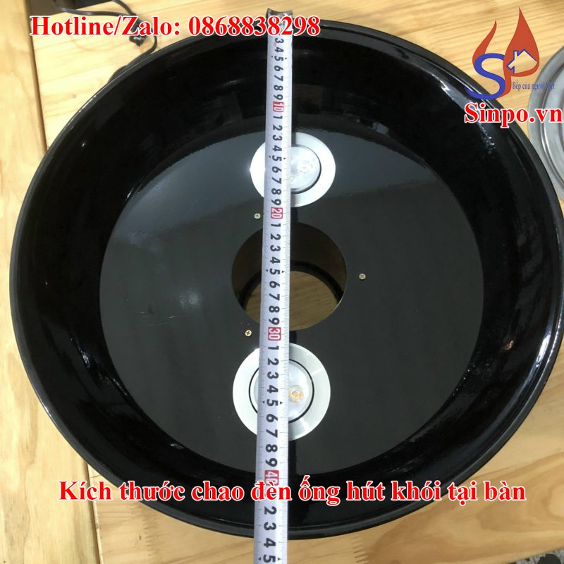 kích thước chao đèn ống hút khói tại bàn