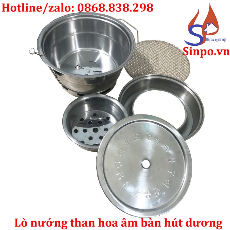 Lò nướng tại bàn hút dương cho nhà hàng, quán ăn nướng Lò nướng than hoa âm bàn hút dương