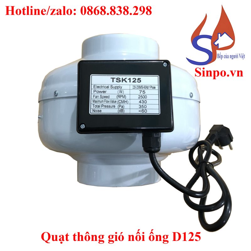 Quạt thông gió nối ống D125