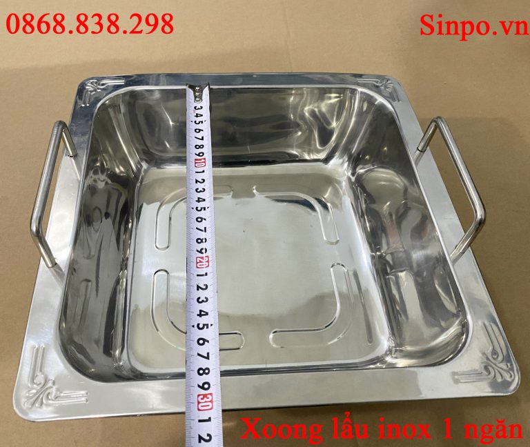 Nồi lẩu 1 ngăn vuông dành cho nhà hàng, quán ăn tại Hà Nội Kích thước lòng của nồi lẩu 1 ngăn
